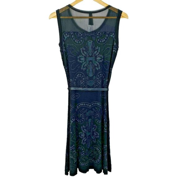 Desigual Dress Womens Size Small Black Mandala Print Belted Sleeveless - Picture 4 of 5